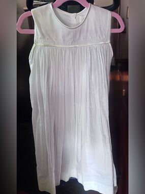 Strasburg White Sleeveless Pleated Dress with Subtle Embroidery